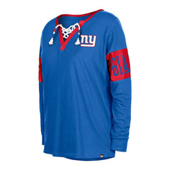 Women's Lace-Up Notch Neck Long Sleeve T-Shirt - New York Giants