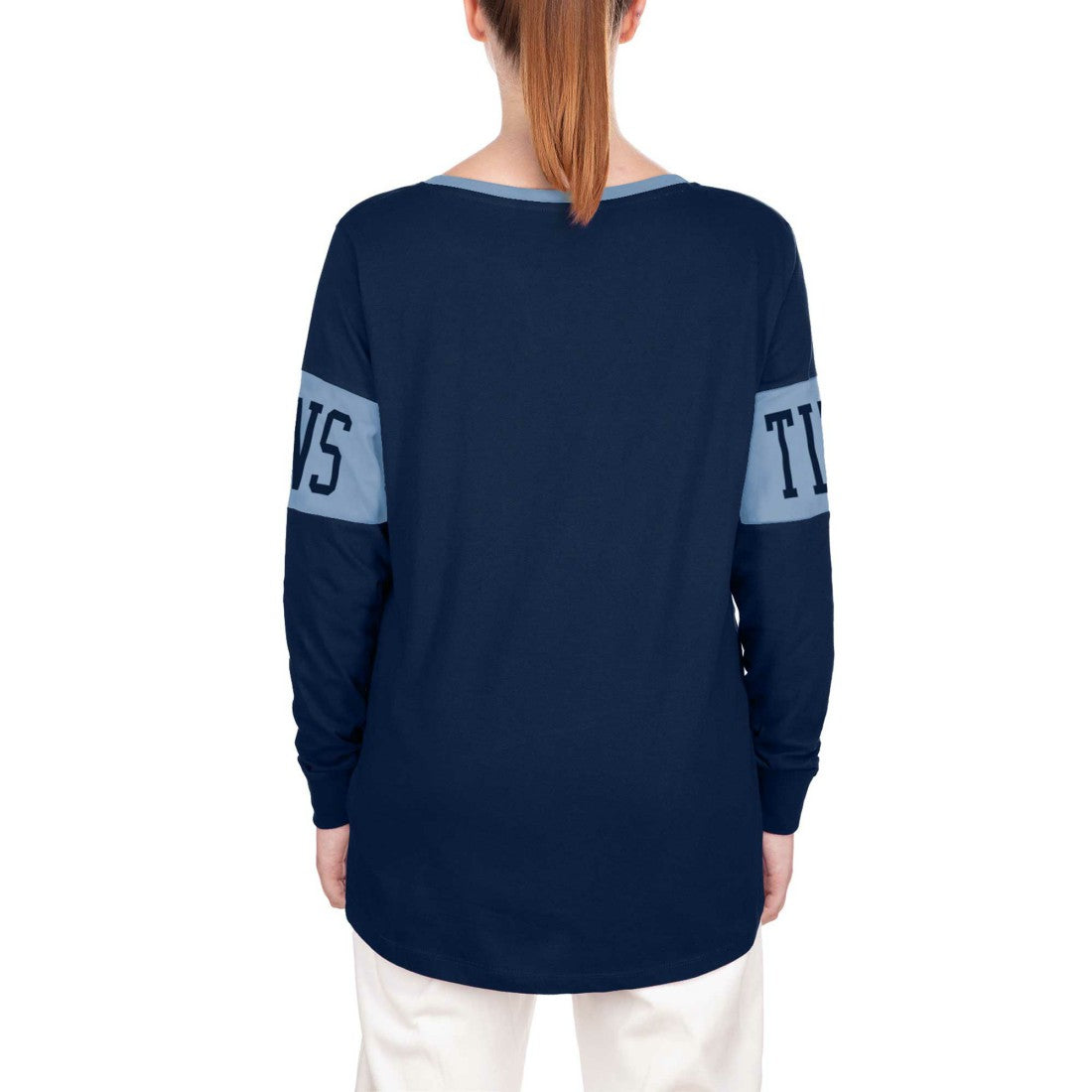 Women's Lace-Up Notch Neck Long Sleeve T-Shirt - Tennessee Titans