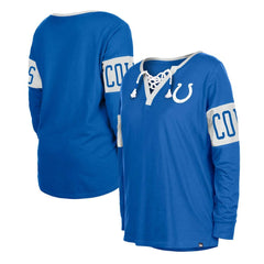 Women's Lace-Up Notch Neck Long Sleeve T-Shirt - Indianapolis Colts