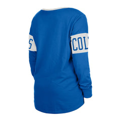 Women's Lace-Up Notch Neck Long Sleeve T-Shirt - Indianapolis Colts