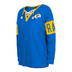 Women's Lace-Up Notch Neck Long Sleeve T-Shirt - Los Angeles Rams