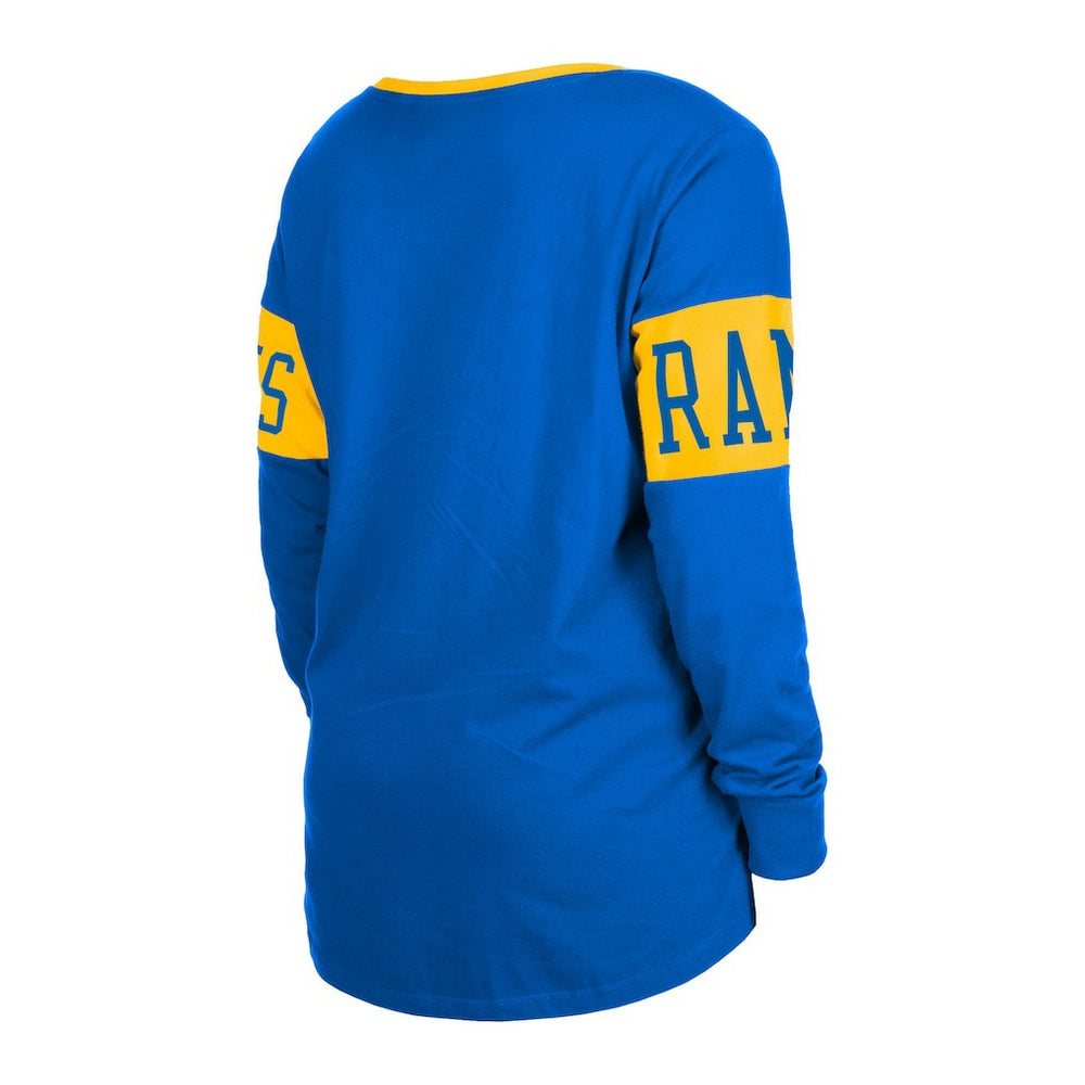 Women's Lace-Up Notch Neck Long Sleeve T-Shirt - Los Angeles Rams