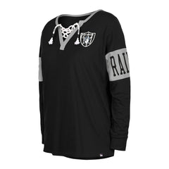 Women's Lace-Up Notch Neck Long Sleeve T-Shirt - Las Vegas Raiders