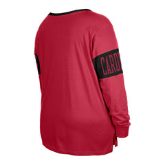 Women's Plus Size Lace-Up Notch Neck Long Sleeve T-Shirt - Arizona Cardinals