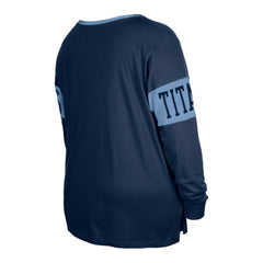 Women's Plus Size Lace-Up Notch Neck Long Sleeve T-Shirt - Tennessee Titans