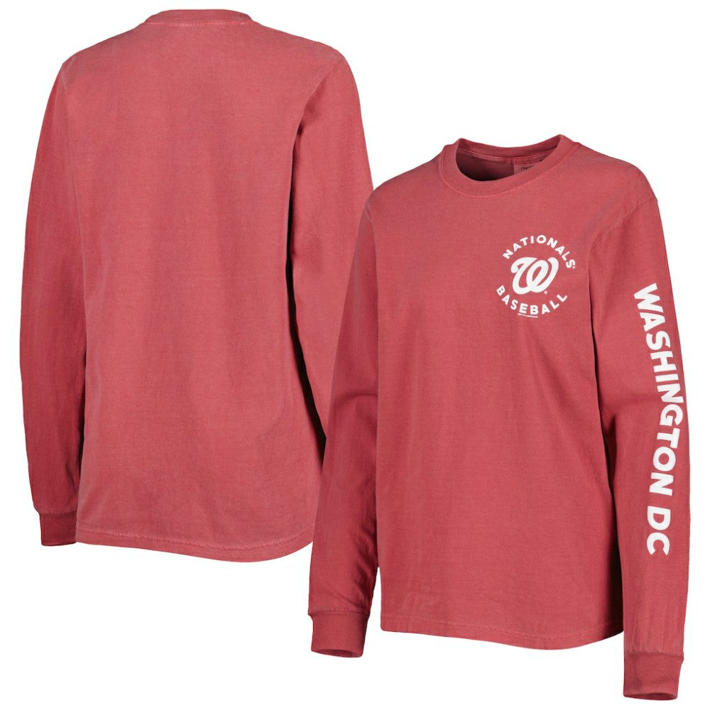 MLB Washington Nationals Soft as a Grape Women's Team Pigment Dye Long Sleeve T-Shirt