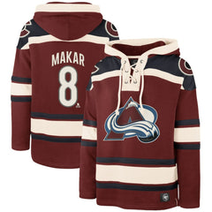 NHL Burgundy Cale Makar Colorado Avalanche '47 Player Name & Number Lacer Pullover Hoodie