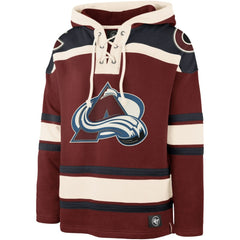 NHL Burgundy Cale Makar Colorado Avalanche '47 Player Name & Number Lacer Pullover Hoodie