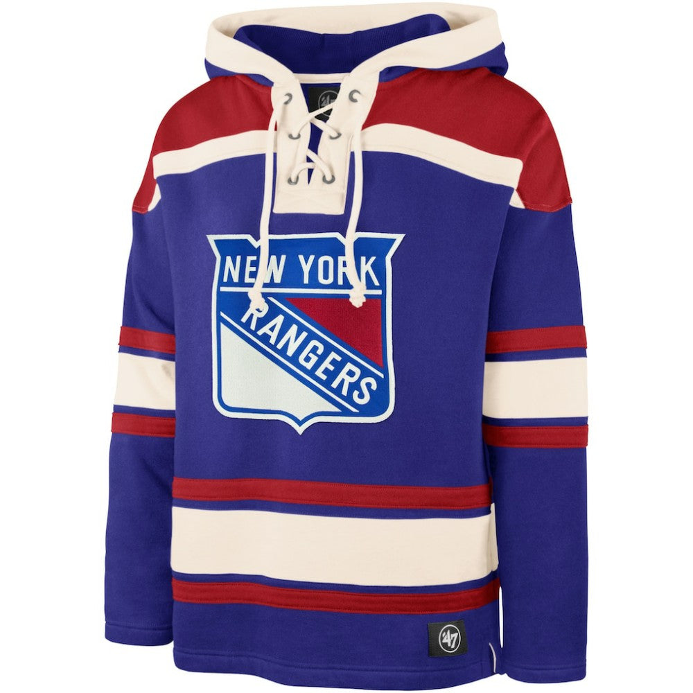 NHL Blue Mika Zibanejad New York Rangers '47 Player Name & Number Lacer Pullover Hoodie