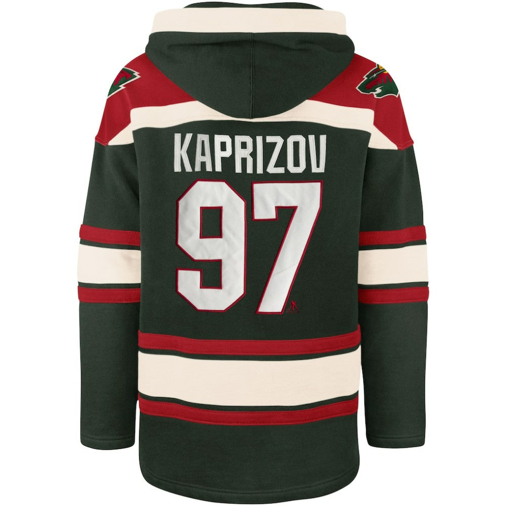 NHL Green Kirill Kaprizov Minnesota Wild '47 Player Name & Number Lacer Pullover Hoodie