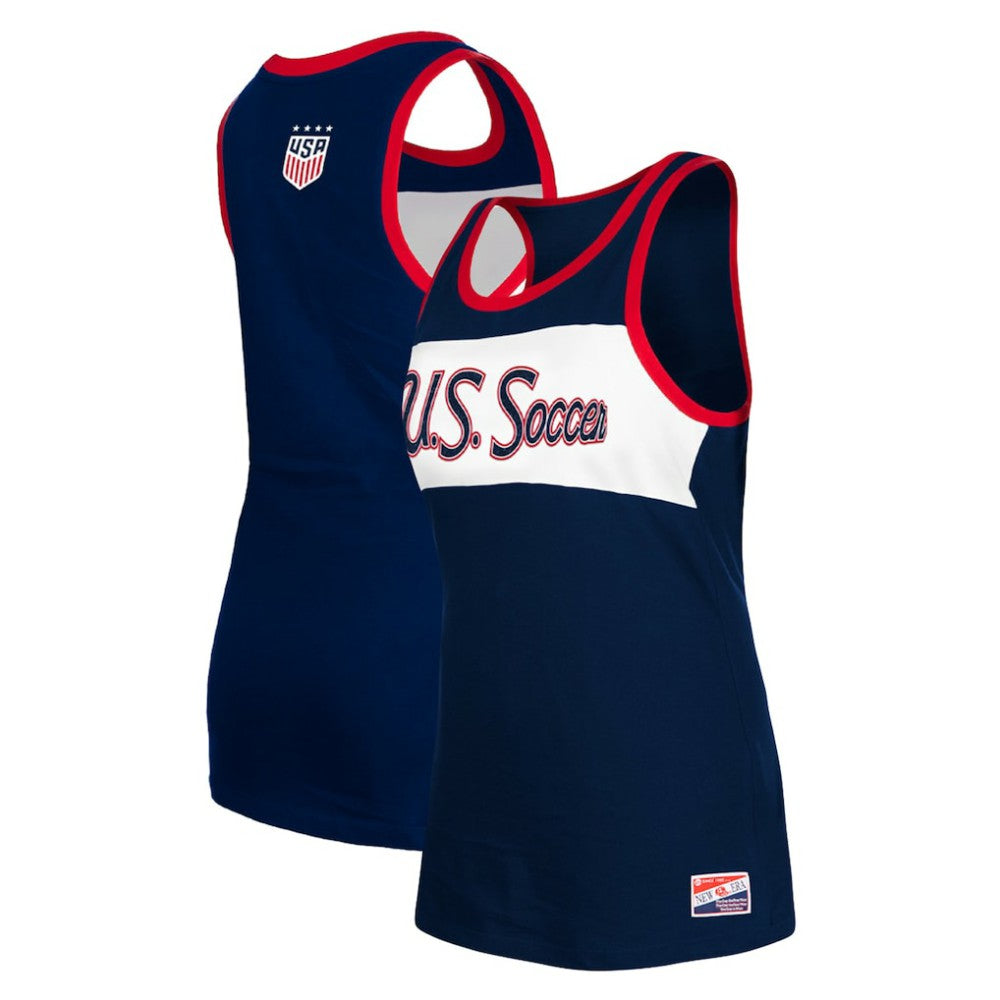 USWNT 5th & Ocean by New Era Women's Throwback Jersey Racer Tank Top - New Era Navy