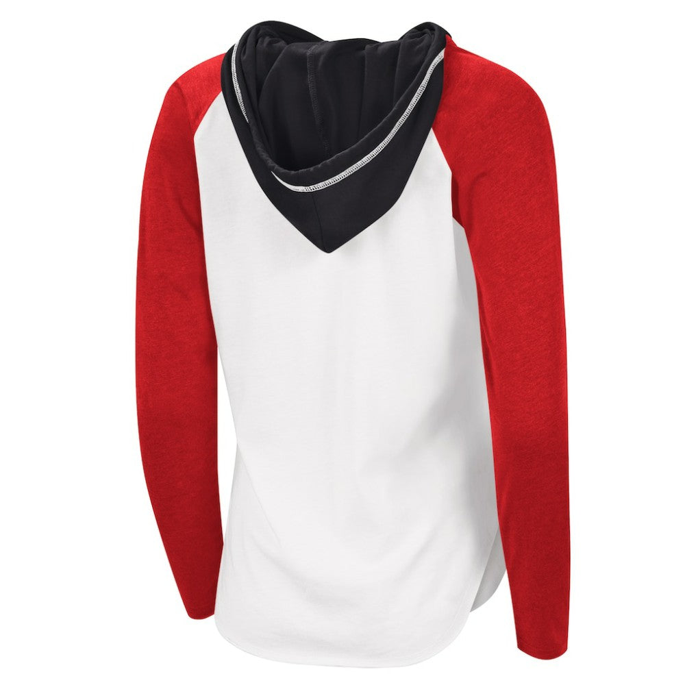 NHL White/Heather Red Chicago Blackhawks G-III 4Her by Carl Banks Women's MVP Raglan Lightweight Hooded T-Shirt