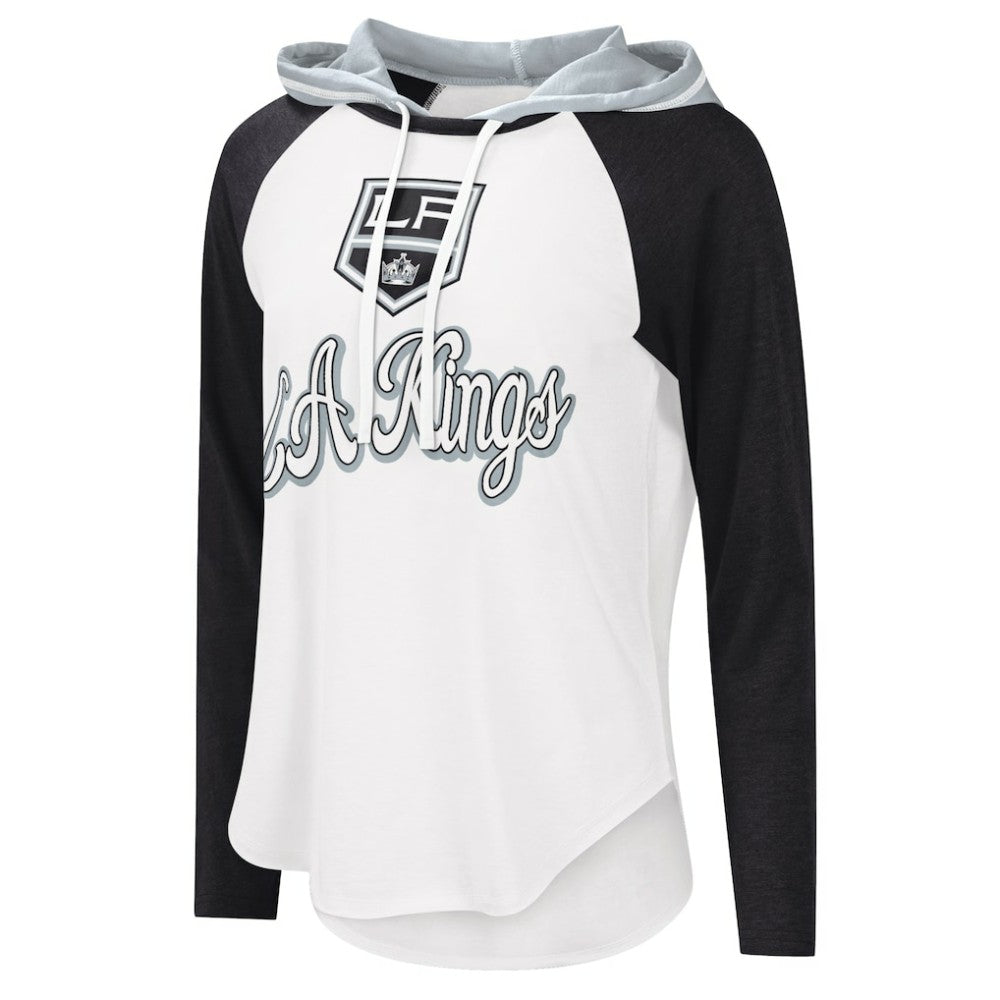 NHL White/Black Los Angeles Kings G-III 4Her by Carl Banks Women's MVP Raglan Lightweight Hooded T-Shirt