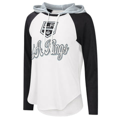 NHL White/Black Los Angeles Kings G-III 4Her by Carl Banks Women's MVP Raglan Lightweight Hooded T-Shirt
