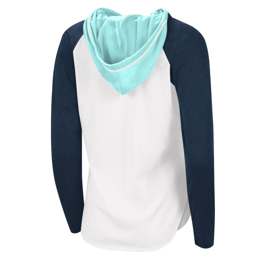 NHL White/Navy Seattle Kraken G-III 4Her by Carl Banks Women's MVP Raglan Lightweight Hooded T-Shirt