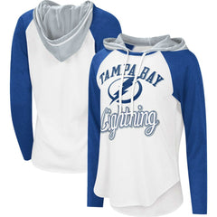 NHL White/Blue Tampa Bay Lightning G-III 4Her by Carl Banks Women's MVP Raglan Lightweight Hooded T-Shirt