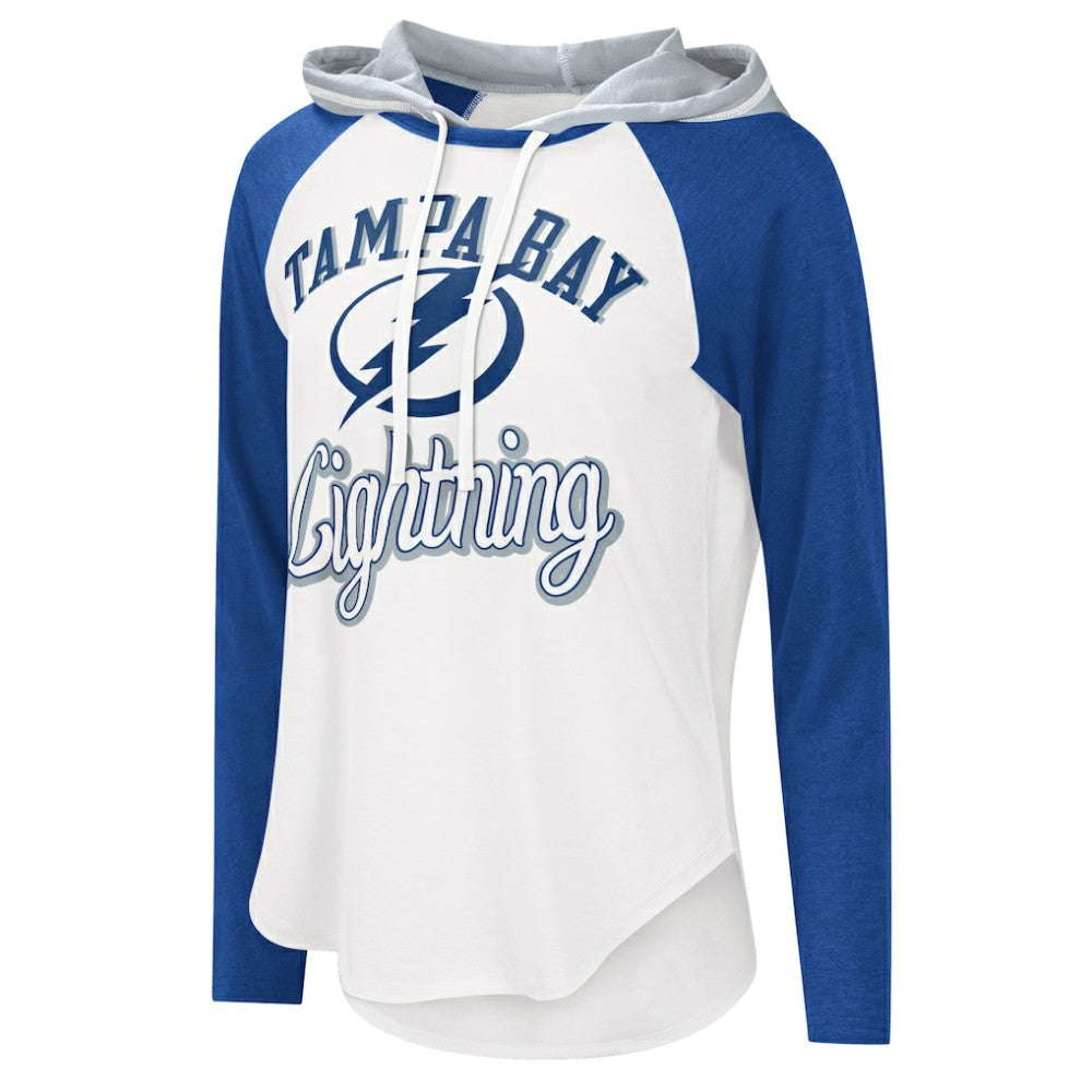 NHL White/Blue Tampa Bay Lightning G-III 4Her by Carl Banks Women's MVP Raglan Lightweight Hooded T-Shirt