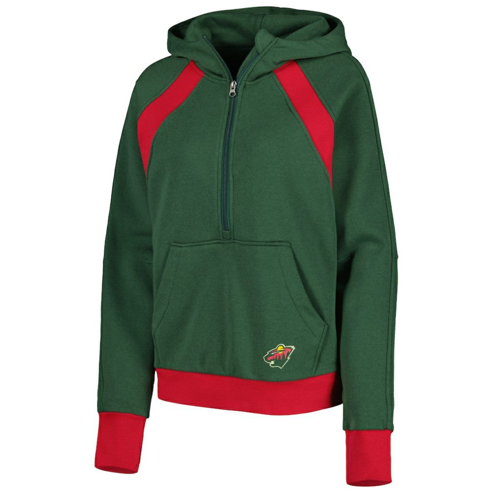 NHL Green Minnesota Wild Starter Women's Wishbone Half-Zip Hoodie