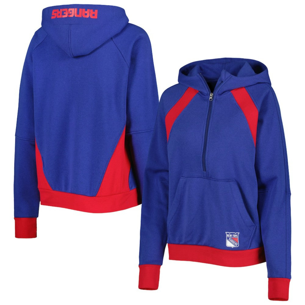 NHL Blue New York Rangers Starter Women's Wishbone Half-Zip Hoodie