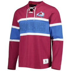 NHL Burgundy Colorado Avalanche Tommy Hilfiger Walter Lace-Up Long Sleeve Top