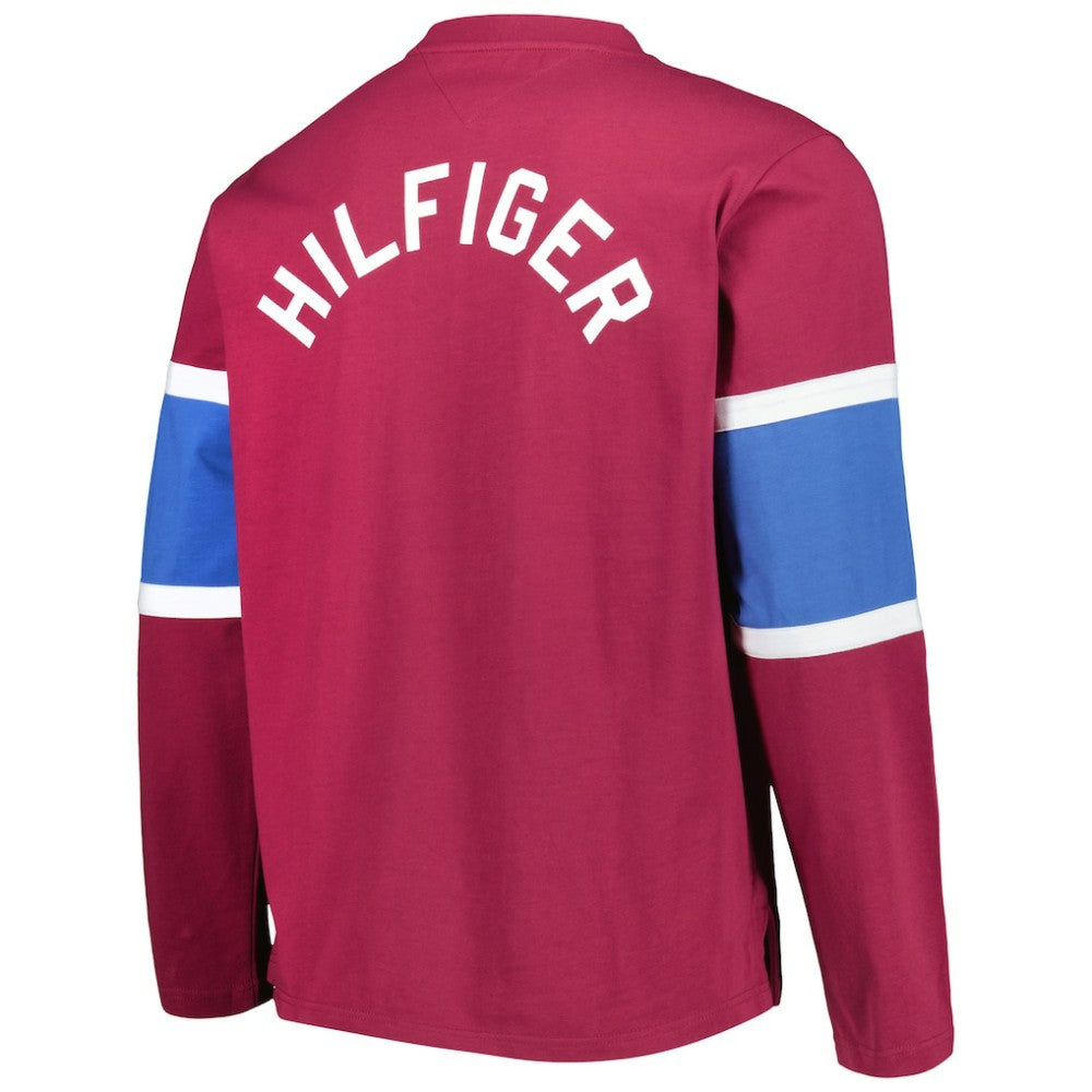 NHL Burgundy Colorado Avalanche Tommy Hilfiger Walter Lace-Up Long Sleeve Top