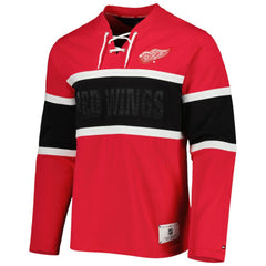 NHL Red Detroit Red Wings Tommy Hilfiger Walter Lace-Up Long Sleeve Top