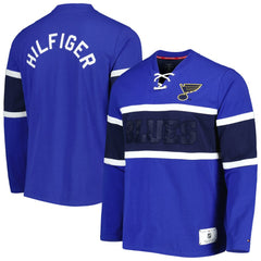 NHL Blue St. Louis Blues Tommy Hilfiger Walter Lace-Up Long Sleeve Top
