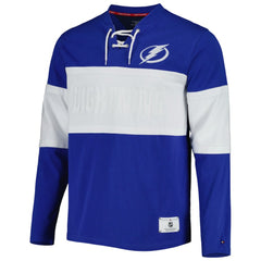 NHL Blue Tampa Bay Lightning Tommy Hilfiger Walter Lace-Up Long Sleeve Top