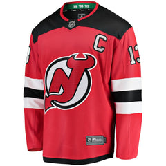 NHL Red Nico Hischier New Jersey Devils Fanatics Captain Patch Home Breakaway Jersey