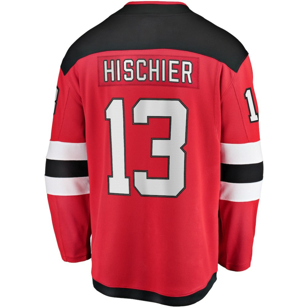 NHL Red Nico Hischier New Jersey Devils Fanatics Captain Patch Home Breakaway Jersey