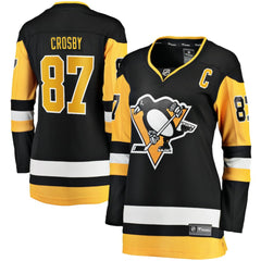 NHL Black Sidney Crosby Pittsburgh Penguins Fanatics Women's Captain Patch Home Breakaway Jersey