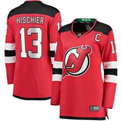 NHL Red Nico Hischier New Jersey Devils Fanatics Women's Captain Patch Home Breakaway Jersey