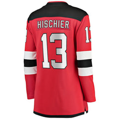 NHL Red Nico Hischier New Jersey Devils Fanatics Women's Captain Patch Home Breakaway Jersey