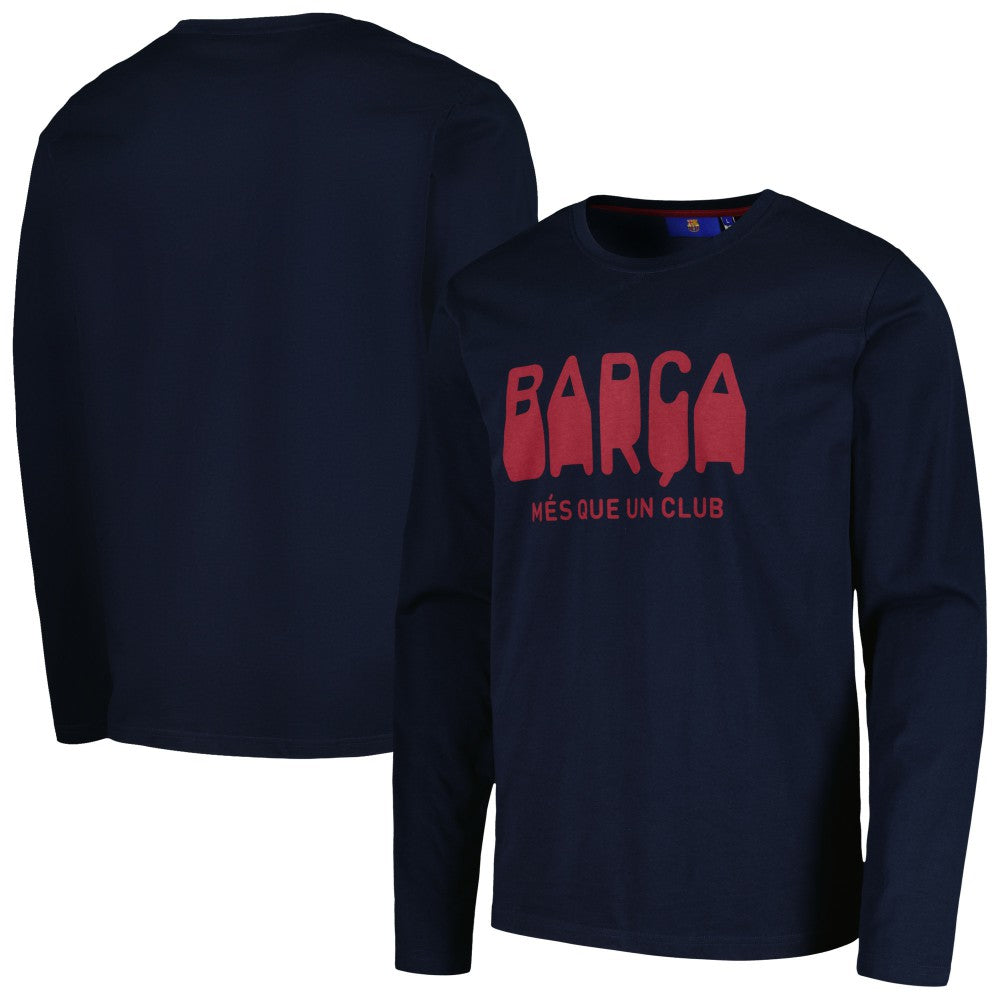 Barcelona Heavy Long Sleeve T-Shirt -  Navy