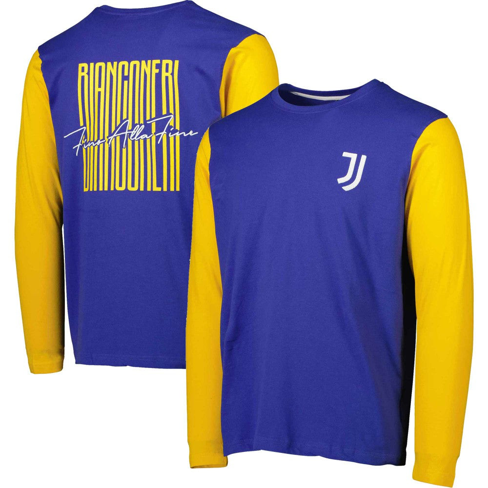 Juventus Blocked Long Sleeve T-Shirt -  Blue/Yellow