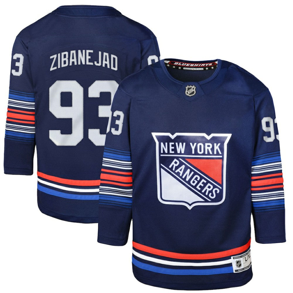 NHL Navy Mika Zibanejad New York Rangers Youth Alternate Premier Player Jersey