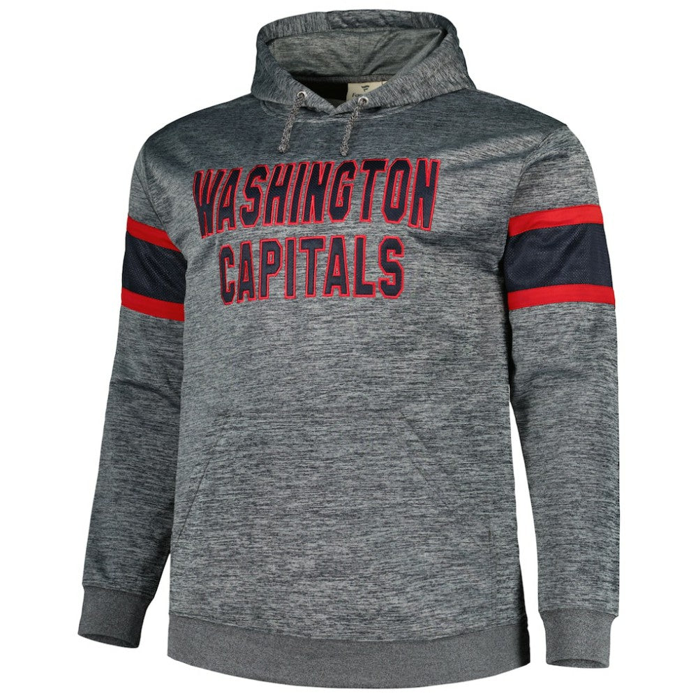 NHL Heather Charcoal Washington Capitals Big & Tall Stripe Pullover Hoodie