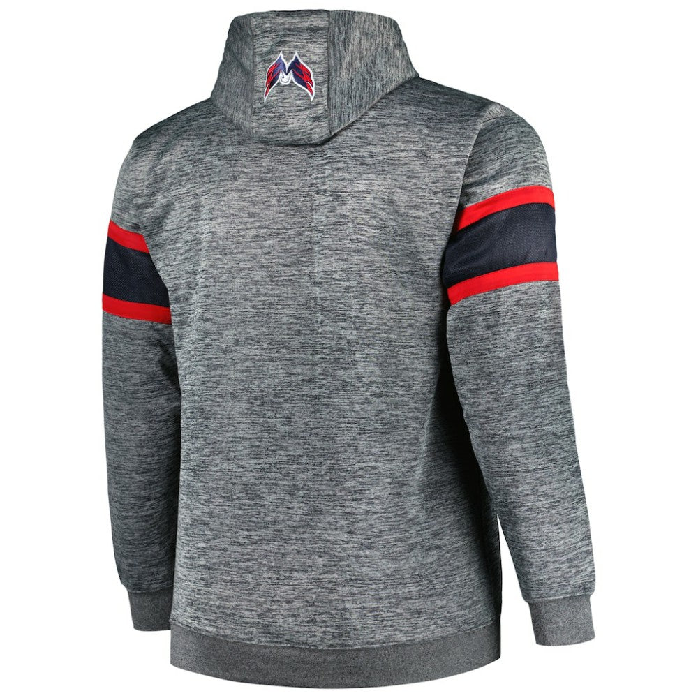 NHL Heather Charcoal Washington Capitals Big & Tall Stripe Pullover Hoodie