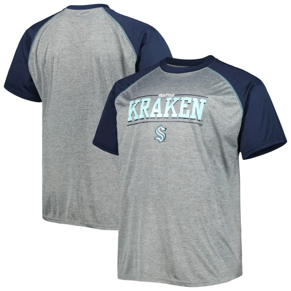 NHL Heather Gray Seattle Kraken Big & Tall Logo Raglan T-Shirt