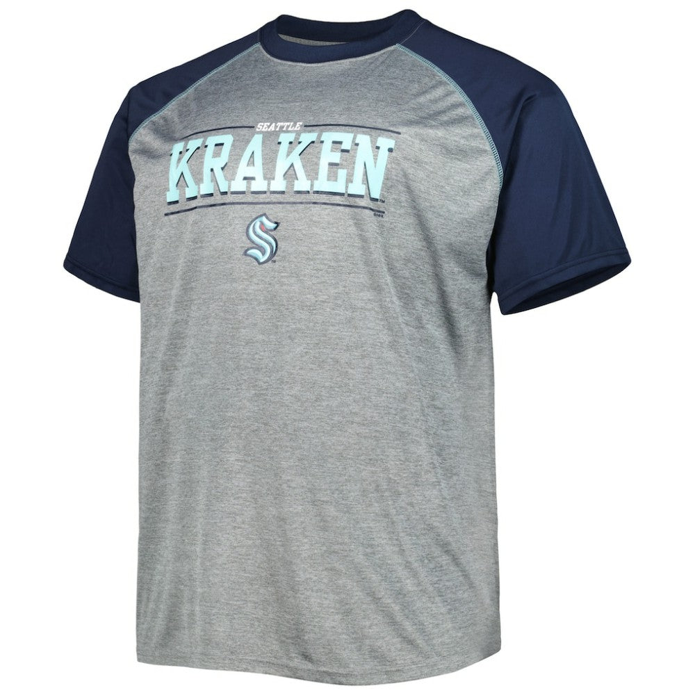 NHL Heather Gray Seattle Kraken Big & Tall Logo Raglan T-Shirt