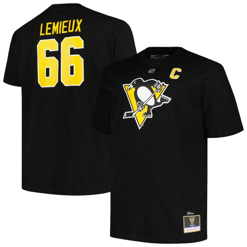 NHL Black Mario Lemieux Pittsburgh Penguins Mitchell & Ness Big & Tall Name & Number T-Shirt