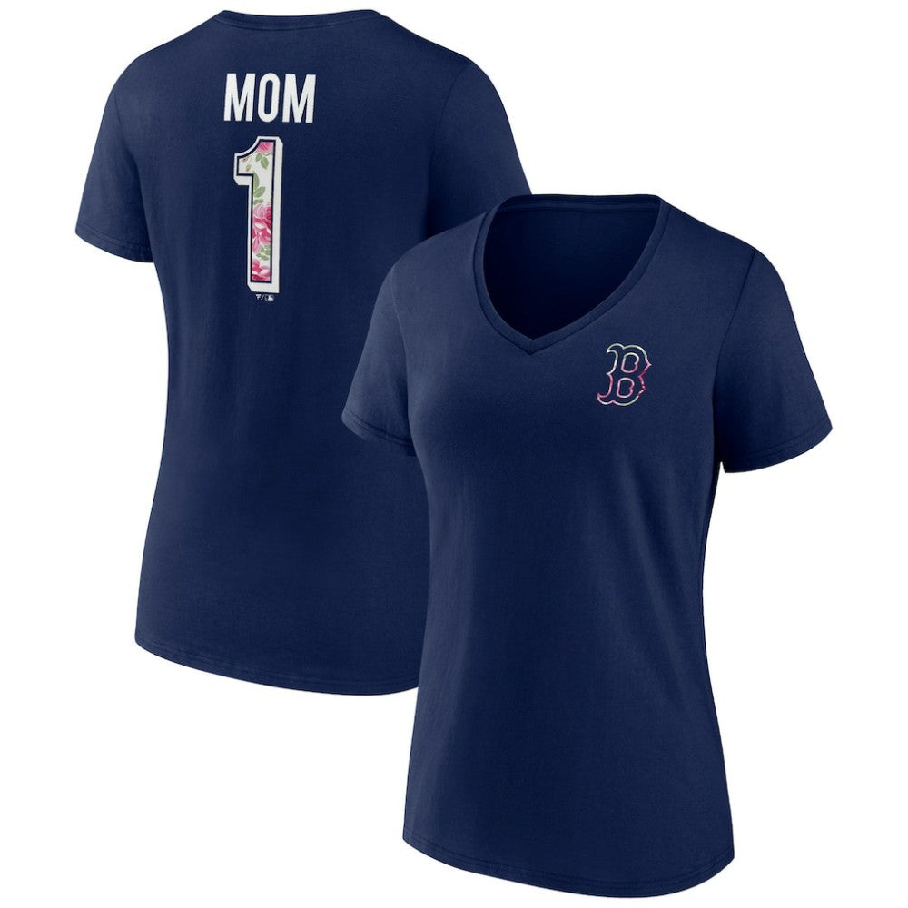 MLB Boston Red Sox Women's Team Logo Mother's Day V-Neck T-Shirt