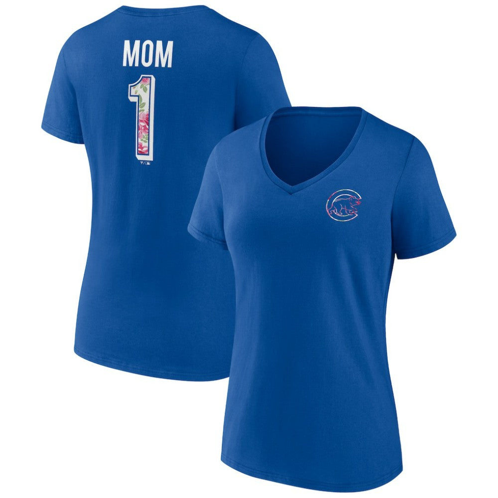 MLB Chicago Cubs Women's Team Logo Mother's Day V-Neck T-Shirt