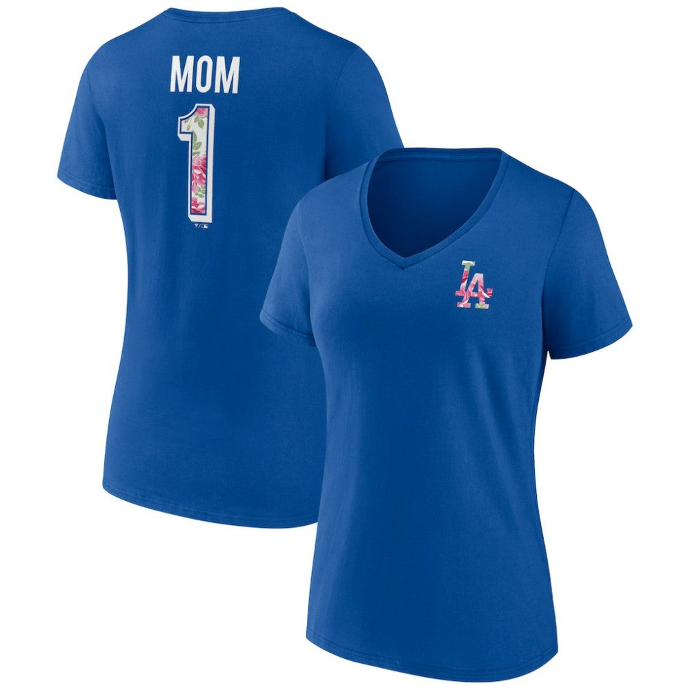 MLB Los Angeles Dodgers Women's Team Logo Mother's Day V-Neck T-Shirt