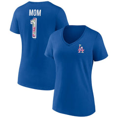 MLB Los Angeles Dodgers Women's Team Logo Mother's Day V-Neck T-Shirt