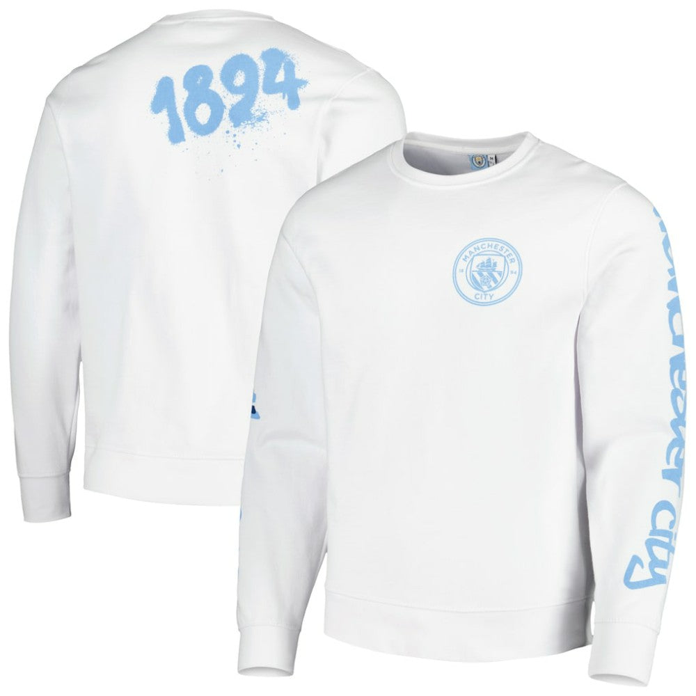 Manchester City Graffiti Pullover Sweatshirt -  White
