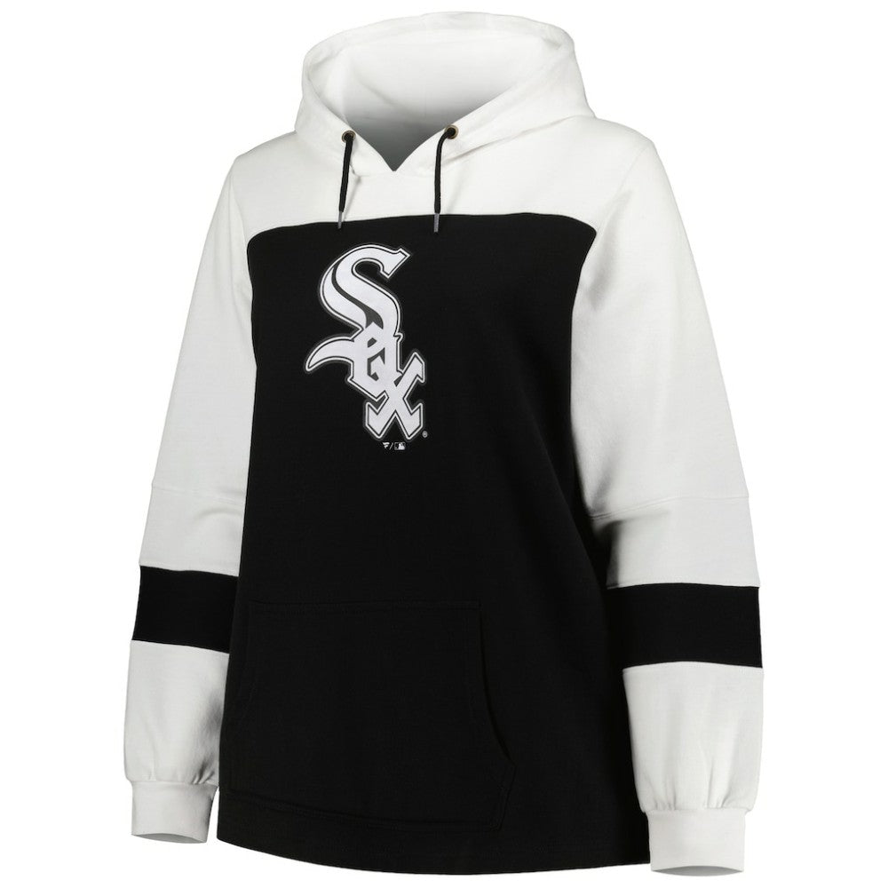 MLB Chicago White Sox Women's Plus Size Colorblock Pullover Hoodie