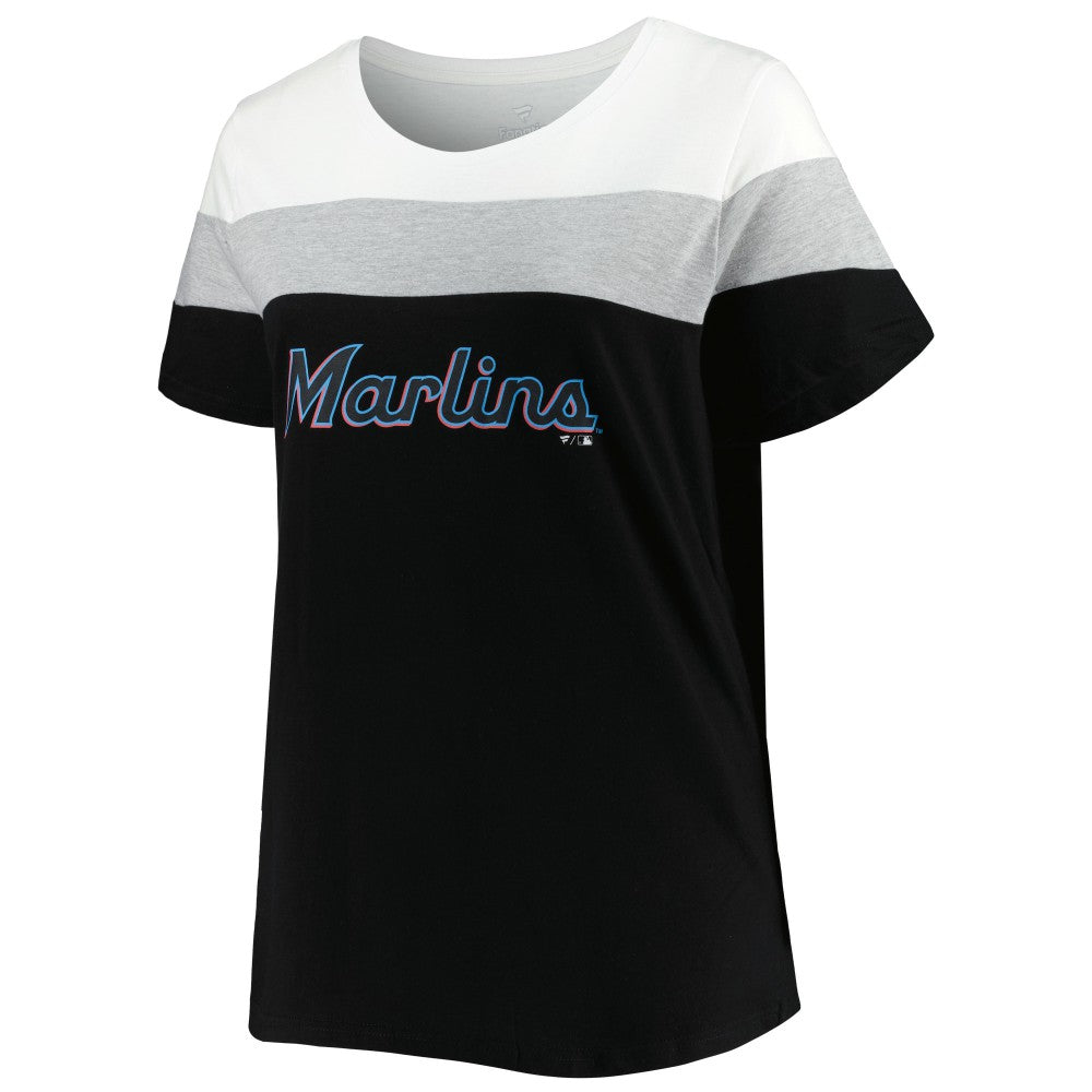 MLB Miami Marlins Women's Plus Size Colorblock T-Shirt