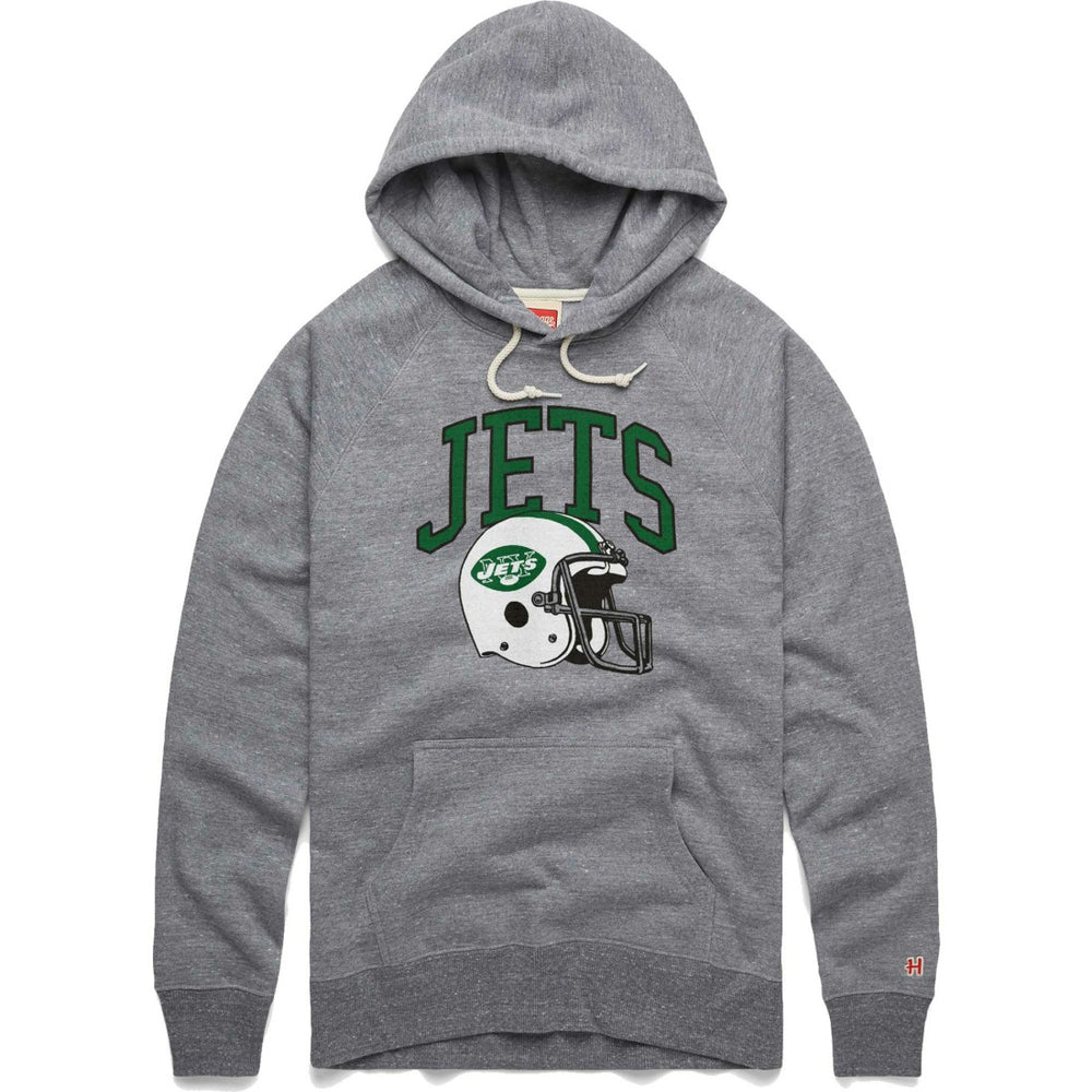 Homage Retro Helmet Raglan Pullover Tri-Blend Hoodie - New York Jets