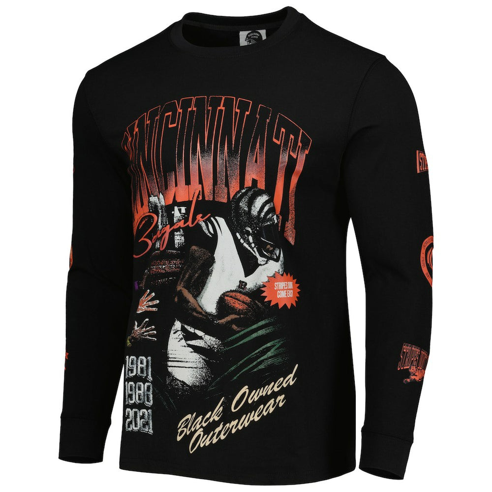 x BlaCkOWned Unisex Stripes Don't Come Easy Long Sleeve T-Shirt - Cincinnati Bengals